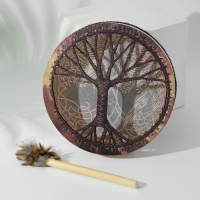 Шаманский бубен "Древо жизни и птицы" с колотушкой 5х25х25 см Шаманский бубен "Древо жизни и птицы" с колотушкой 5х25х25 см