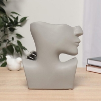 Ваза керамика настольная "Утончённый профиль" 14,5х8х20 см, серый