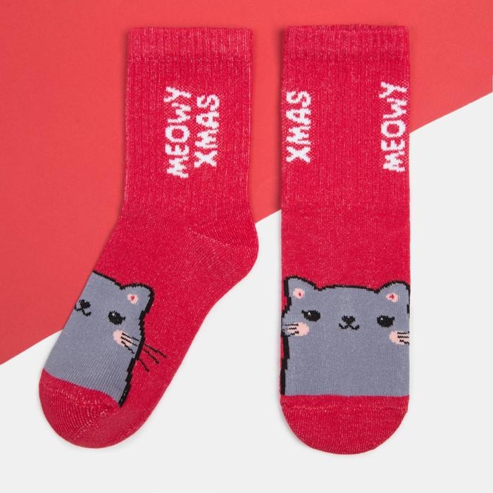 Новый год. Набор новогодних носков для девочки KAFTAN Новый год. Набор новогодних носков для девочки KAFTAN "Киса" 3 пары, размер 18-20