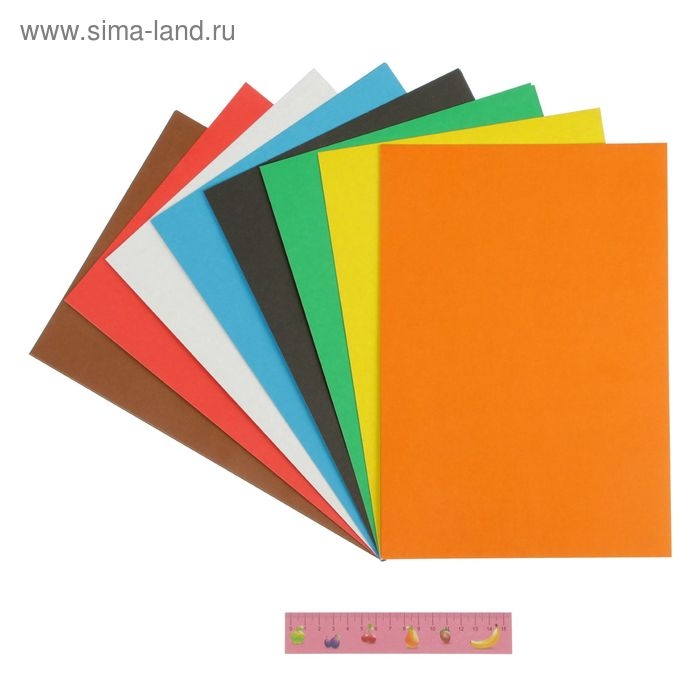 Картон цветной А4, 16 листов, 8 цветов "Каляка-Маляка", немелованный, односторонний