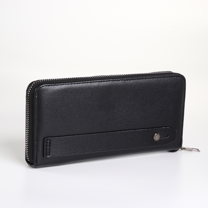 Портмоне-клатч мужской на молнии, цвет чёрный Портмоне-клатч мужской на молнии, цвет чёрный