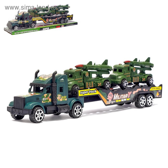 Грузовик инерционный «Тягач», с 2 машинами, цвета МИКС Грузовик инерционный «Тягач», с 2 машинами, цвета МИКС