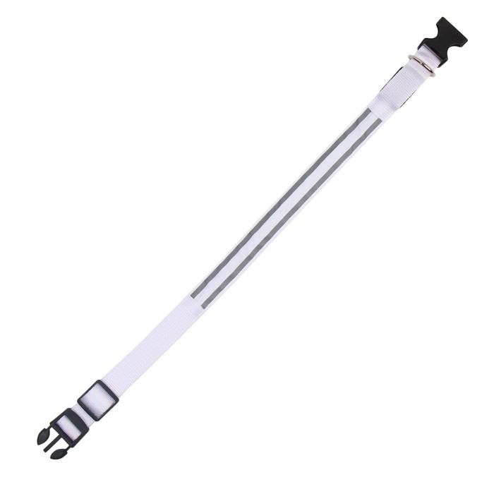 Ошейник с подсветкой Двойная полоса размер L, ОШ 45-52 х 2,5 см, 3 режима свечения белый Ошейник с подсветкой Двойная полоса размер L, ОШ 45-52 х 2,5 см, 3 режима свечения белый