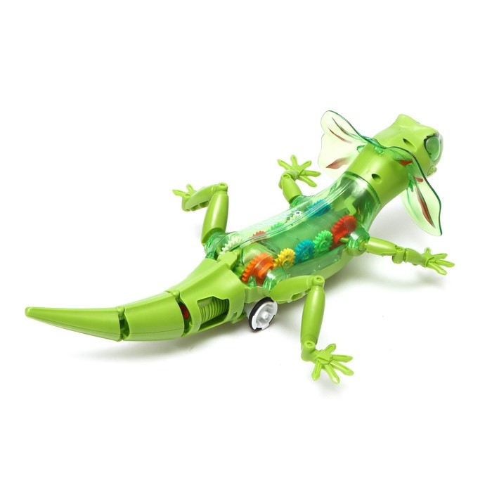 Ящерица &laquo;Шестерёнки&raquo;, свет, работает от батареек, цвет зелёный