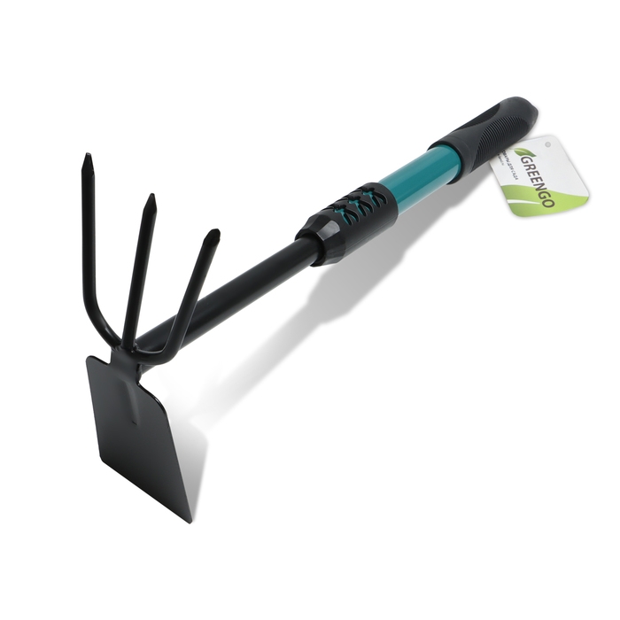 Мотыжка комбинированная Greengo, длина 41 см, металлическая рукоять с резиновой ручкой Мотыжка комбинированная Greengo, длина 41 см, металлическая рукоять с резиновой ручкой