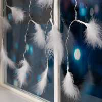 Гирлянда «Занавес» 3 × 1.4 м с насадками «Перья», IP20, прозрачная нить, 80 LED, свечение мульти (RG/RB), мигание, 220 В Гирлянда «Занавес» 3 × 1.4 м с насадками «Перья», IP20, прозрачная нить, 80 LED, свечение мульти (RG/RB), мигание, 220 В