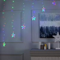 Гирлянда &laquo;Бахрома-арка&raquo; 2.5 &times; 1.2 м с насадками &laquo;Звёзды&raquo;, IP20, прозрачная нить, 136 LED, свечение мульти, 8 режимов, 220 В