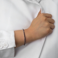 Браслет со стразами &laquo;Лёд&raquo; 1 ряд, цвет тёмно-фиолетовый в серебре, L=7 см