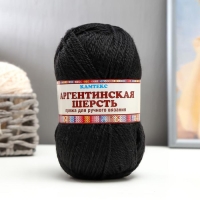 Пряжа "Аргентинская шерсть" 100% импортная шерсть 200м/100гр (003, черный)