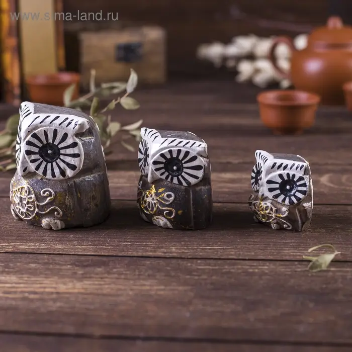 Сувенирный набор дерево "Совы с узором" 6х14х7 см