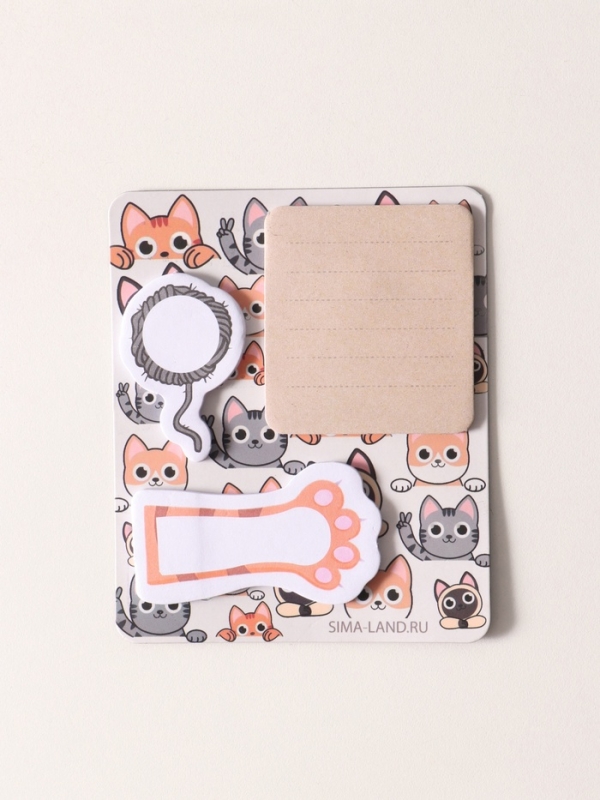 Магнит с блоком для записей и стикерами "Котики" 10х12 см