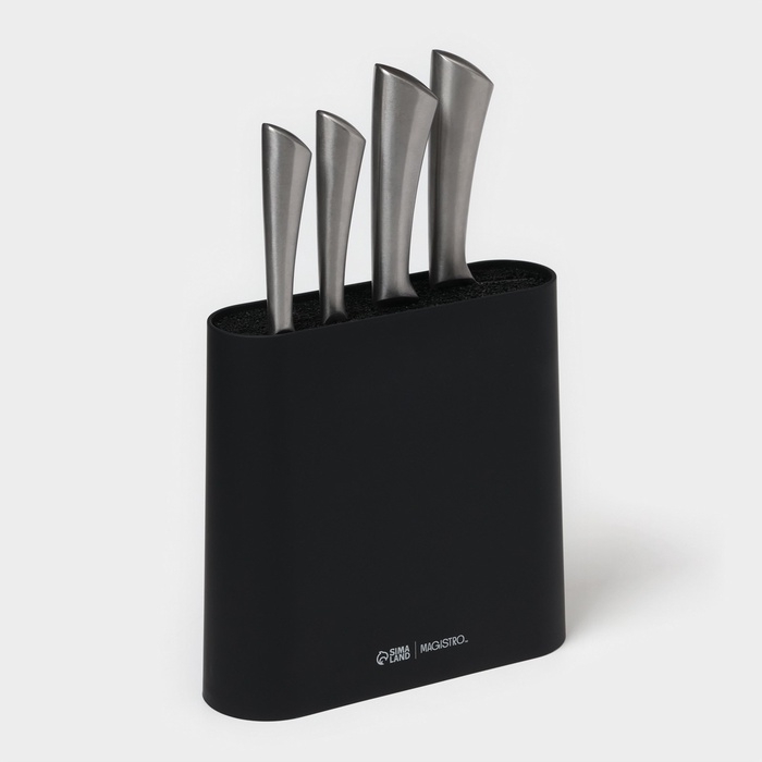 Подставка для ножей с наполнителем Magistro &laquo;Нежность&raquo;, пластик, 21&times;7,5&times;22, чёрная
