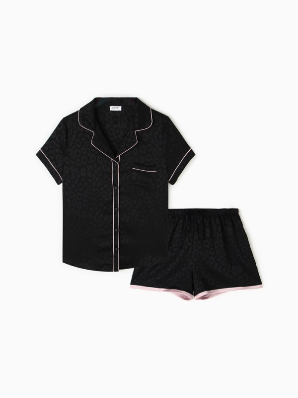 Пижама женская (рубашка и шорты) KAFTAN Leo black collection р-р 40-42