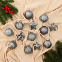 Набор украшений пластик 13 шт "Мелодия" звезда, 6 см, серый