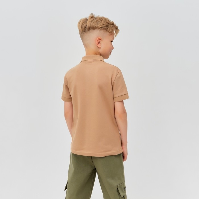 Футболка детская поло MINAKU: Basic line цвет бежевый, рост 122
