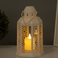 Светодиодная свеча в подсвечнике RISALUX &laquo;Свеча в лампе&raquo;, LED-ночник, 1.5 Вт, 3&times;ААА, 12&times;12&times;23 см