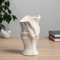 Керамическая ваза декоративная настольная &laquo;Теренс&raquo;, для цветов, сухоцветов, d-11 см, h-19.5 см, белый