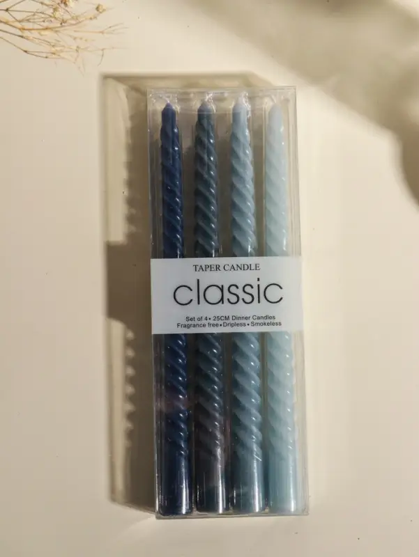 Набор свечей витых, 2х25 см, 4 шт, палитра серого 25,5х8,8х2,4 см