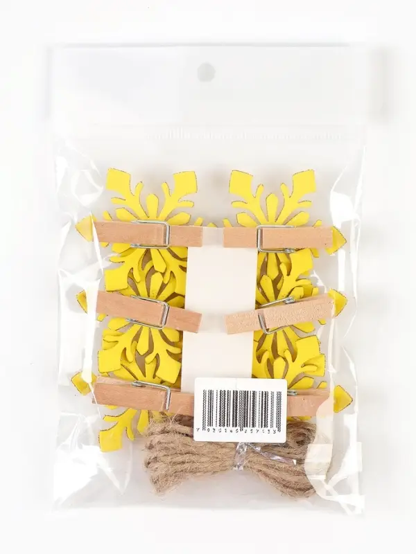 Набор декоративных прищепок "Новогодние снежинки" цвет золотой, набор 6 шт.