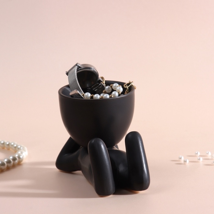 Предмет интерьера "Мистер Грин на лайте" 7,5*12,3*6,7 черный керамика