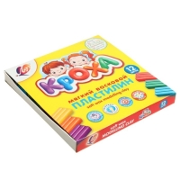 Пластилин мягкий (восковой), 12 цветов, 180 г, "Кроха", со стеком Пластилин мягкий (восковой), 12 цветов, 180 г, "Кроха", со стеком