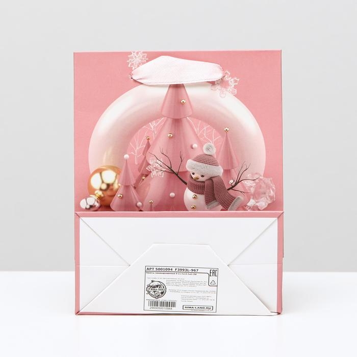 Пакет ламинированный Пакет ламинированный "Снеговик с игрушками", 11,5 x 14,5 x 6 см