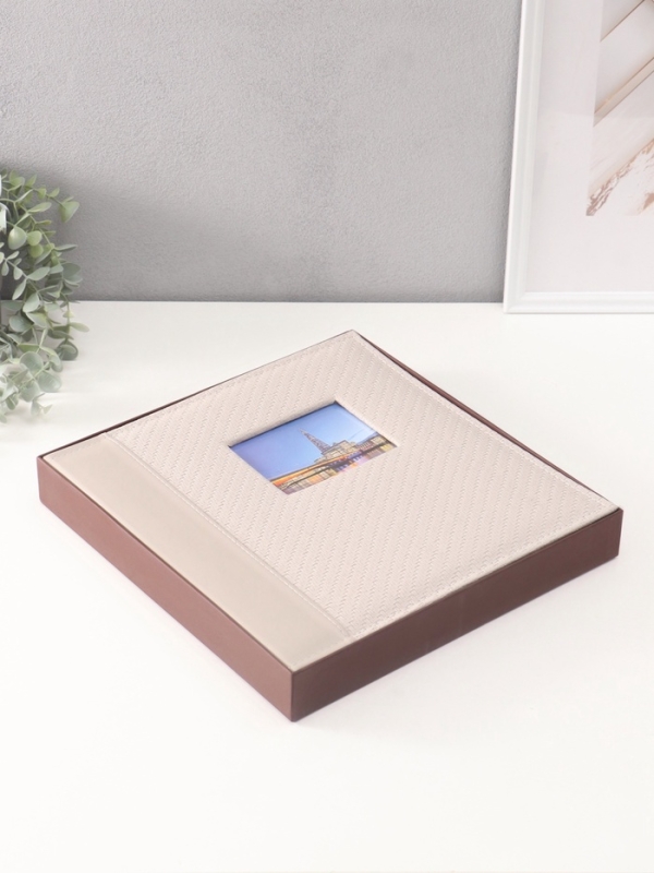 Фотоальбом на 500 фото 10х15 см "Вязаный узор" кожзам, серый, в коробке 5,5х32,5х34 см