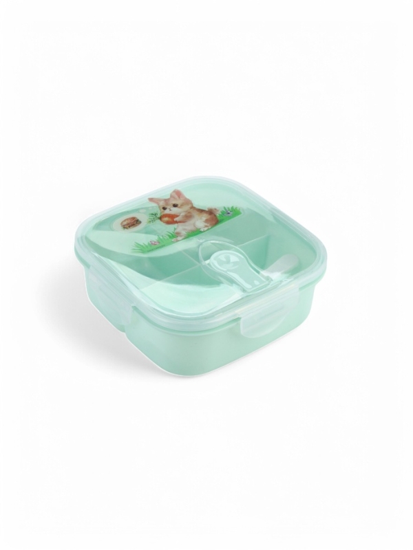 Ланч-бокс с клапаном, 3 секции, "Зайка", 14 х 14 х 5 см