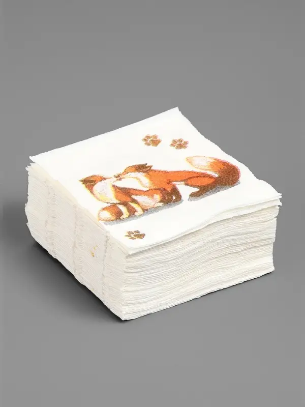 Салфетки бумажные Гармония цвета многоцветие "Лисички", 24*24 см 50 листов