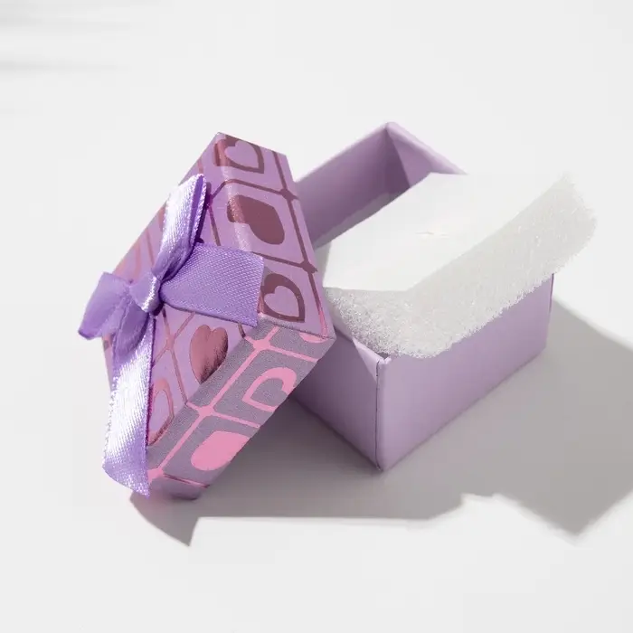 Коробочка подарочная под кольцо/серьги &laquo;Сердца&raquo;, 5&times;5 (размер полезной части 4.5&times;4.5 см), МИКС, вставка белая