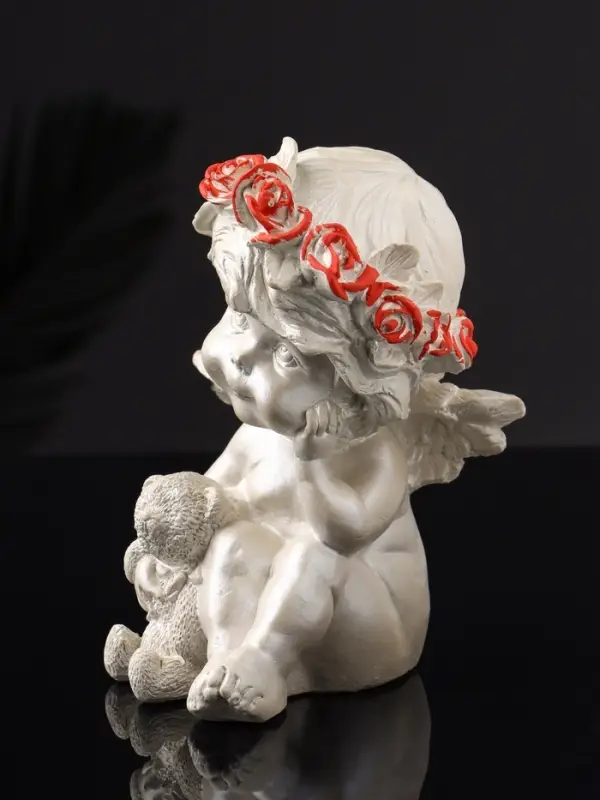 Фигура "Ангел с мишкой большой", 13х8х7 см, перламутр