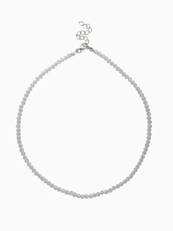 Чокер из бисера &laquo;Хрусталь&raquo;, белый в серебре, 37 см + 5 см доп, цепочка