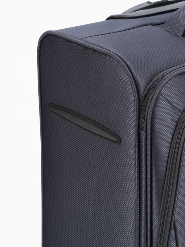 Чемодан 28", Текст, 47*31*78, отд на молнии, код замок, 4 колеса, т.серый