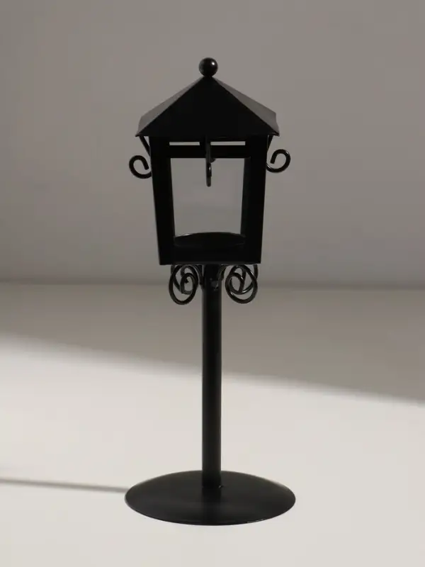 Подсвечник металл 1 свеча "Фонарь" черный 24х9х9 см