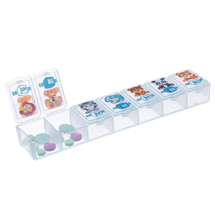 Таблетница &laquo;Для малыша&raquo;, 7 секций, русские буквы,15,5 х 3,4 см.
