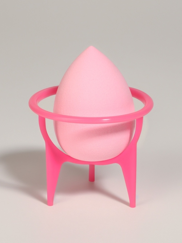 Спонж д/макияжа КАПЛЯ 6*8см с пласт подставкой латекст розовый пакет QF