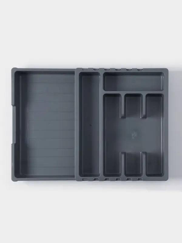 Лоток для столовых приборов раздвижной &laquo;Смарт&raquo;, тёмно-серый