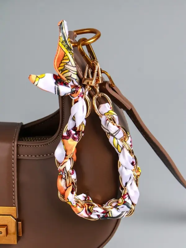 Брелок на 2 карабинах "Платок и цепочка" оранж 20х10х1,7 см