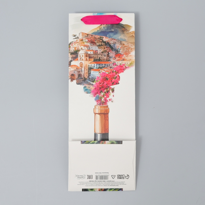 Пакет подарочный под бутылку, упаковка, Wonderful life, 36 х 13 х 10 см