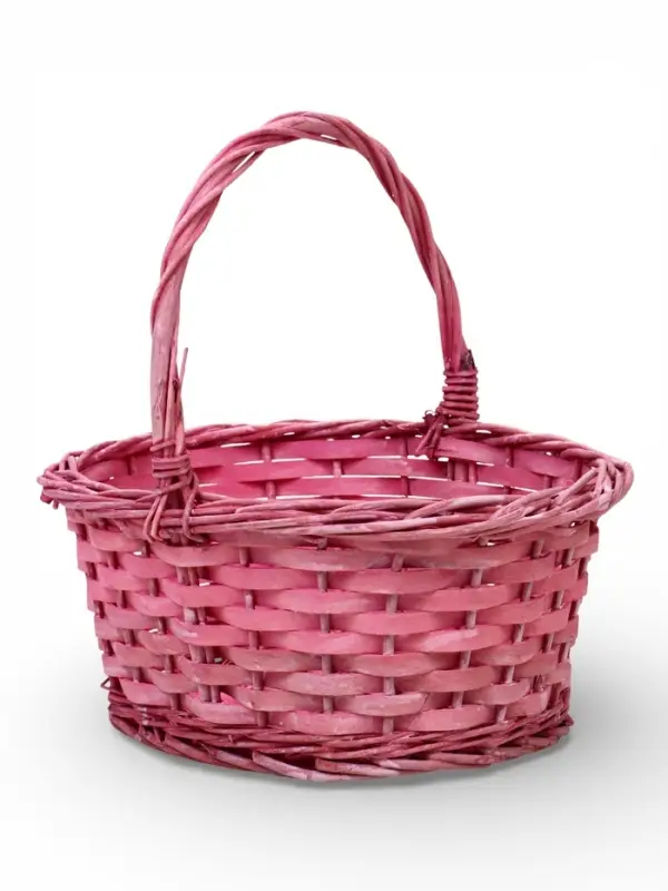 Корзина плетеная ива 28 х 20 х 11 см ручка 14 см, розовый