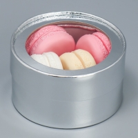 Коробка для макарун, кондитерская упаковка тубус с окном, &laquo;Серебро&raquo;, 12 х 12 х 5 см