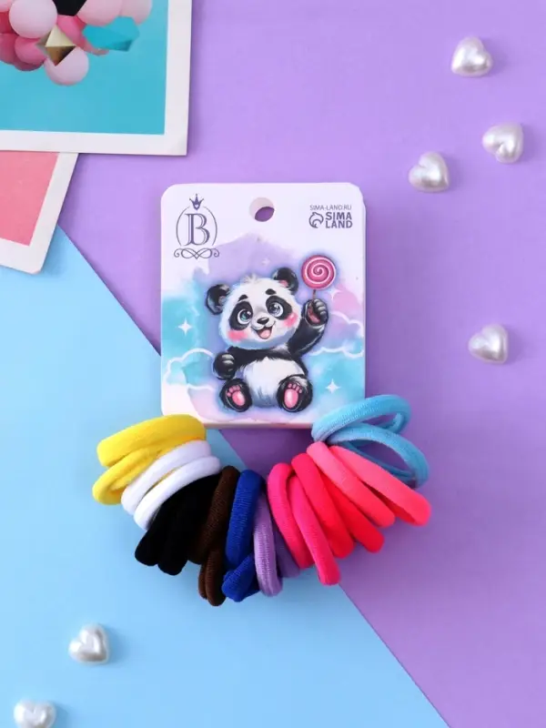 Резинка для волос &laquo;Панда&raquo;, набор 20 шт., леденец, 2.5 см, МИКС