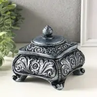 Шкатулка для украшений &laquo;Виктория&raquo; 11&times;12 см, гипс, состаренное серебро
