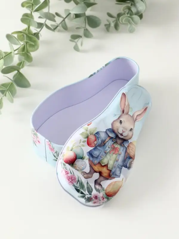 Шкатулка металл "Зайчик с пасхальными яичками" 4,6х7х14,3 см