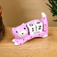Календарь настольный &laquo;Кошка&raquo;, 14&times;4&times;10 см, дерево, сиреневый