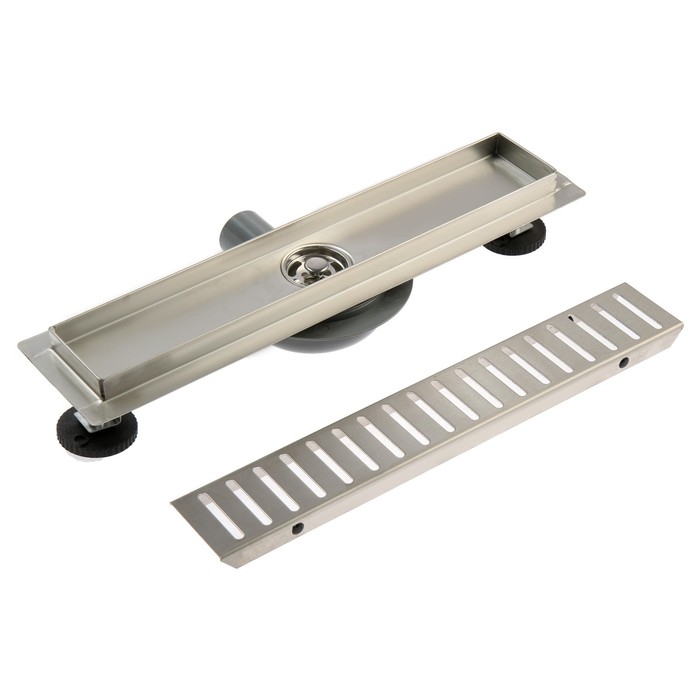 Трап ZEIN engr, c флaнцeм свободного вращ 360&deg;, 7*40 см, d=40/50 мм, нерж сталь, сатин