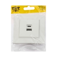 Розетка с USB-A + USB-C разъёмами, 2.1 A, 5В, TOT Elegant, скрытая, белая Розетка с USB-A + USB-C разъёмами, 2.1 A, 5В, TOT Elegant, скрытая, белая