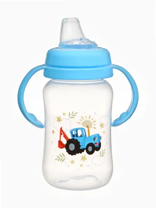 Поильник-непроливайка с носиком, 270 мл, Синий трактор