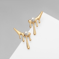 Серьги с жемчугом &laquo;Таяние&raquo; круг, цвет золото