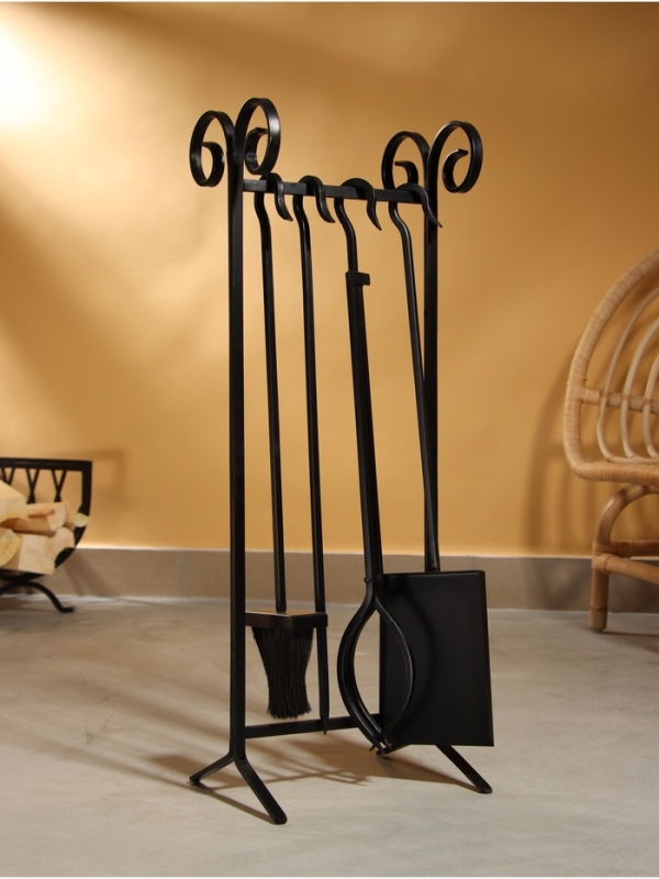 Каминный набор "Дача" сталь, 4 предмета, 24х20х71 см